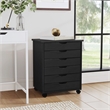 Linon Callie Black Six Drawer Rolling Storage Cart in Black Wood