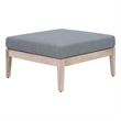 Linon Morningside Outdoor Acacia Wood Ottoman with Gray Cushion in Natural