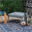 Linon Morningside Outdoor Acacia Wood Ottoman with Gray Cushion in Natural