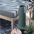 Linon Morningside Outdoor Acacia Wood Ottoman with Gray Cushion in Natural