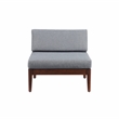 Linon Morningside Outdoor Acacia Wood Middle Chair with Gray Cushions in Walnut