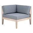 Linon Morningside Outdoor Acacia Wood Corner Chair with Gray Cushions in Natural