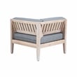Linon Morningside Outdoor Acacia Wood Corner Chair with Gray Cushions in Natural
