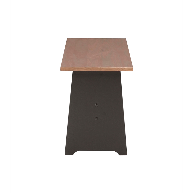 Linon Ardmore Pine Wood Corner Nook Dining Set with Storage in Black and Pecan