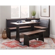 Linon Ardmore Pine Wood Corner Nook Dining Set with Storage in Black and Pecan