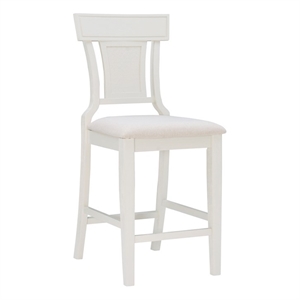 Linon Pacey 26&quot Counter Stool Upholstered Seat Rattan Back in Creamy White Wood