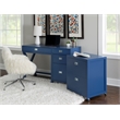 Linon Peggy Side Storage Wood Desk with 4 Drawers Silver Hardware in Navy Blue
