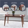 Linon Patty Mid-Century Dining Table with Tapered Legs in Brown Stained Wood