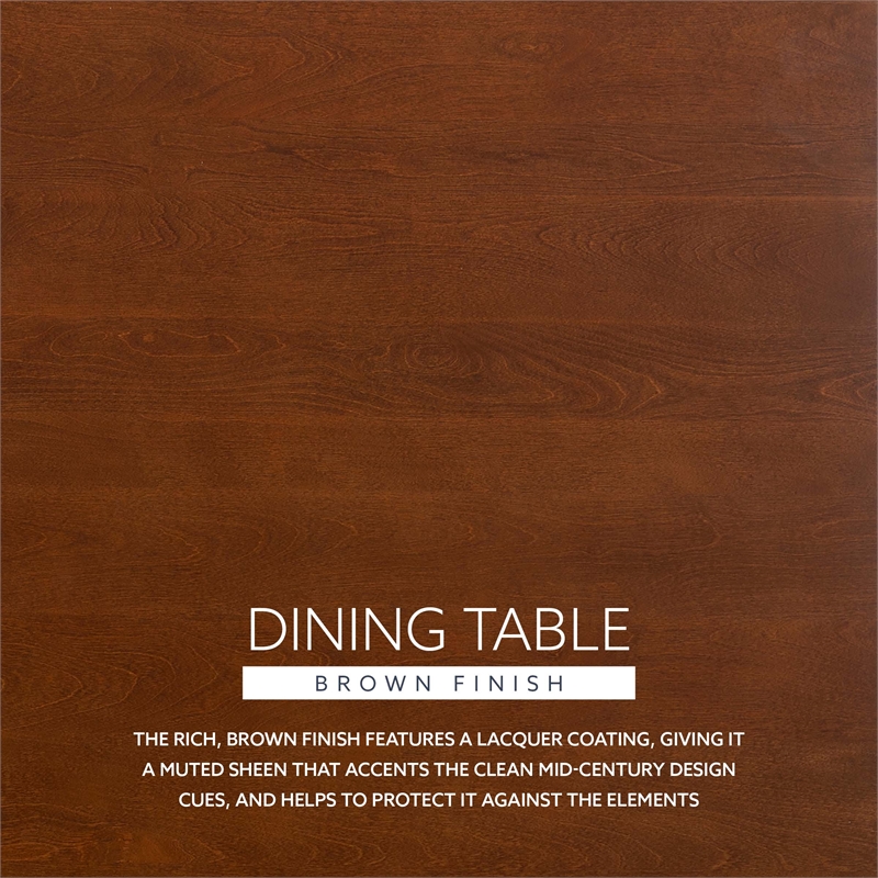 Linon Patty Mid-Century Dining Table with Tapered Legs in Brown Stained Wood