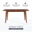 Linon Patty Mid-Century Dining Table with Tapered Legs in Brown Stained Wood