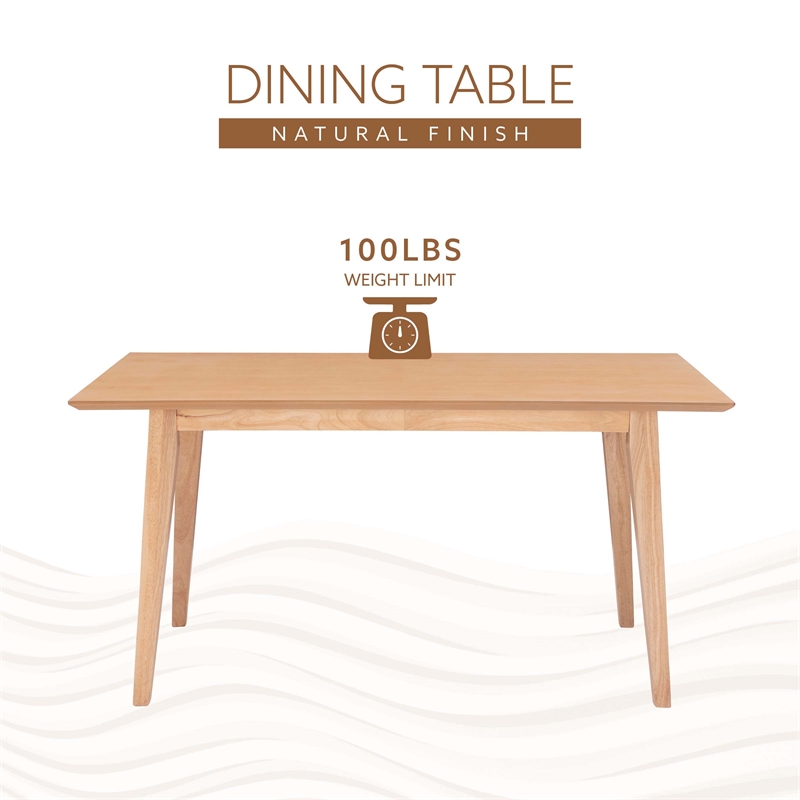 Linon Patty Mid Century Dining Table with Tapered Legs in Natural Brown Wood