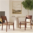 Linon Patty Set of 2 Dining Chairs Woven Seat Tapered Leg in Brown Finished Wood