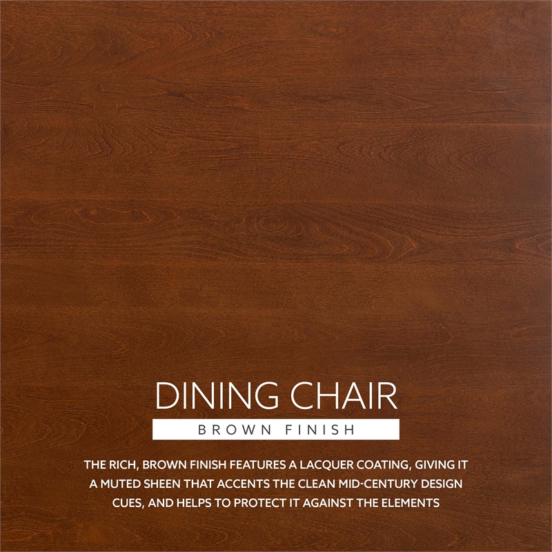 Linon Patty Set of 2 Dining Chairs Woven Seat Tapered Leg in Brown Finished Wood
