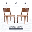 Linon Patty Set of 2 Dining Chairs Woven Seat Tapered Leg in Brown Finished Wood
