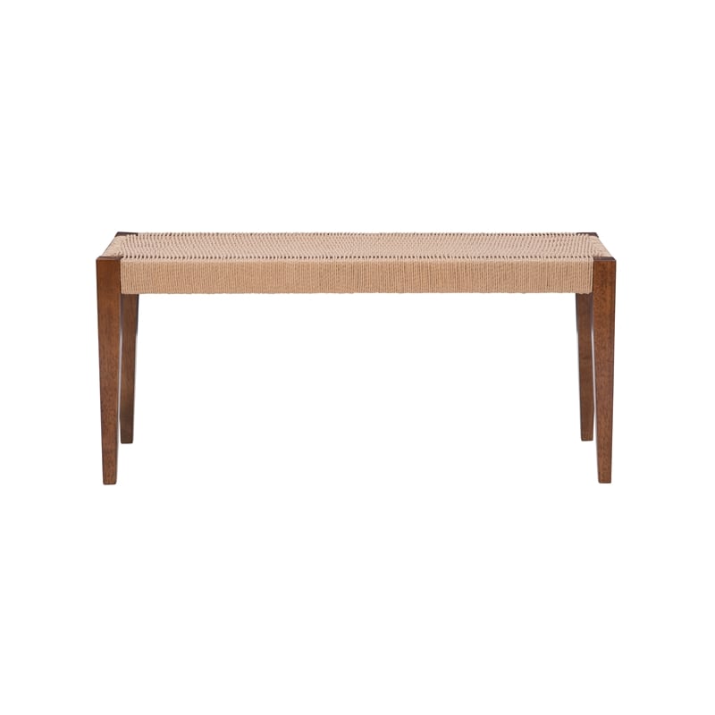 Linon Patty Rubberwood 2 Tone Bench Handwoven Rope Seat 18