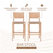 Linon Patty Rubberwood Barstools Handwoven Rope Seat Set of 2 in Natural Brown