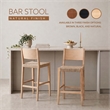 Linon Patty Rubberwood Barstools Handwoven Rope Seat Set of 2 in Natural Brown