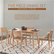 Linon Patty Five Piece Dining Set with Woven Seats in Natural Stained Wood