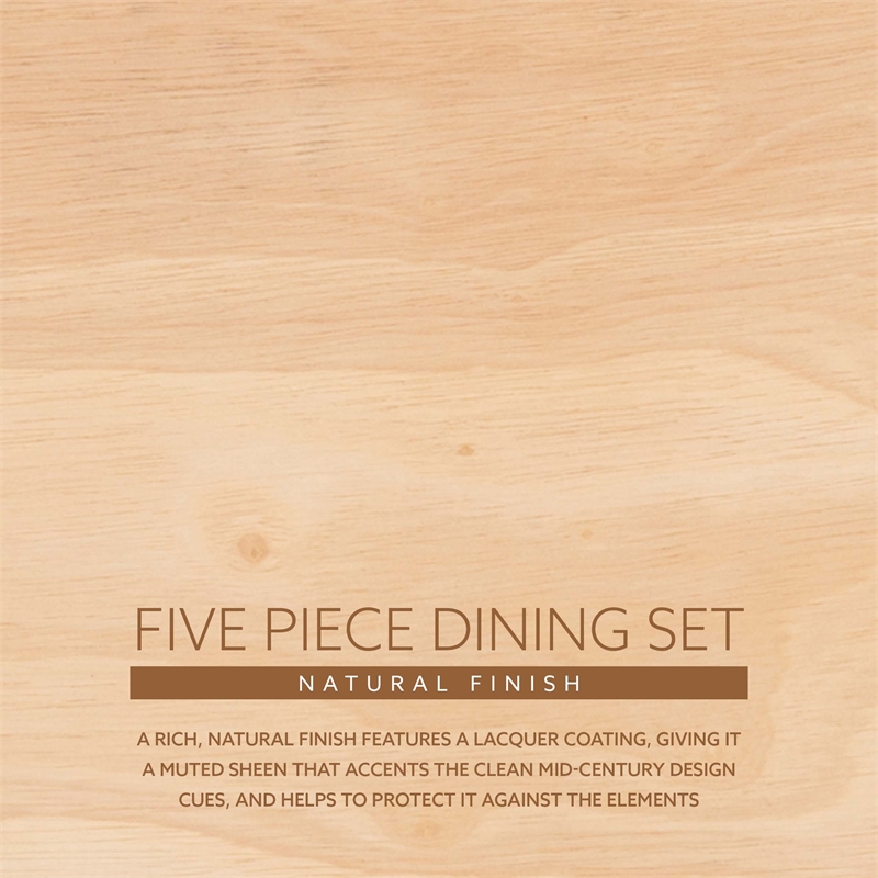 Linon Patty Five Piece Dining Set with Woven Seats in Natural Stained Wood