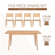 Linon Patty Five Piece Dining Set with Woven Seats in Natural Stained Wood