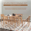 Linon Patty 7 Piece Dining Set with Woven Seats in Natural Brown Stained Wood