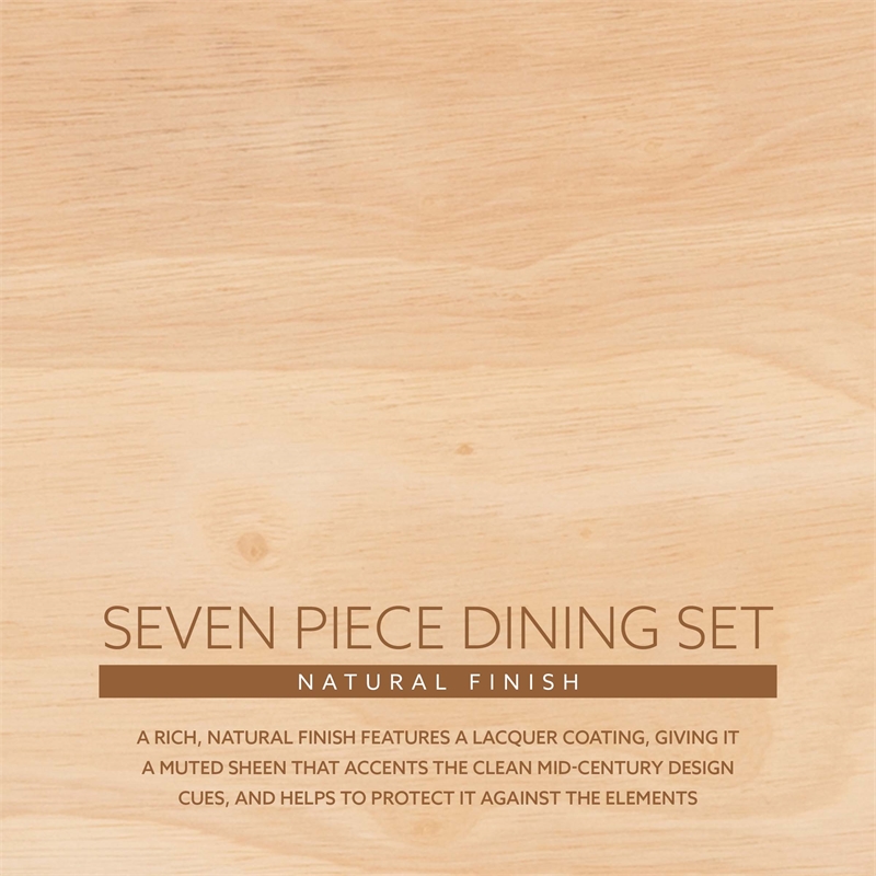 Linon Patty 7 Piece Dining Set with Woven Seats in Natural Brown Stained Wood