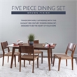 Linon Patty 5 Piece Dining Set with Woven Seats in Warm Brown Stained Rubberwood