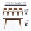 Linon Patty 5 Piece Dining Set with Woven Seats in Warm Brown Stained Rubberwood