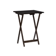 Linon Lisbon Five Piece Plank-Style Top Tray Table Set in Rustic Gray Wash Wood