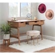 Linon Luca Desk 3 Drawers with Woven Rattan Panels in Natural Wood