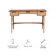 Linon Luca Desk 3 Drawers with Woven Rattan Panels in Natural Wood