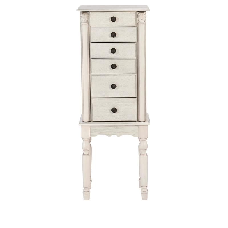 Linon Esther Wood Jewelry Armoire in Off White
