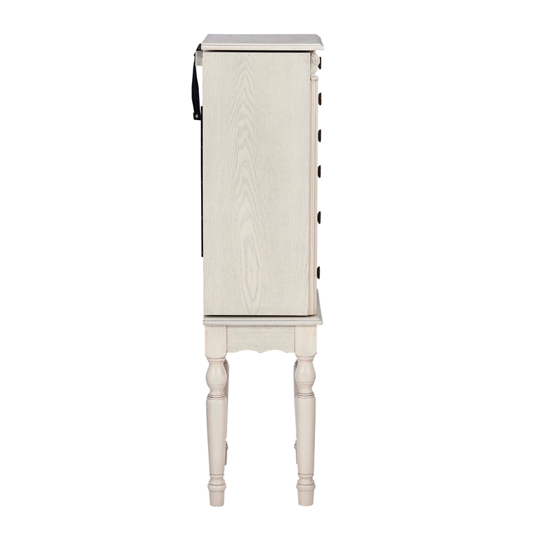 Linon Esther Wood Jewelry Armoire in Off White