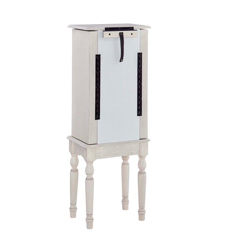 Linon Esther Wood Jewelry Armoire in Off White