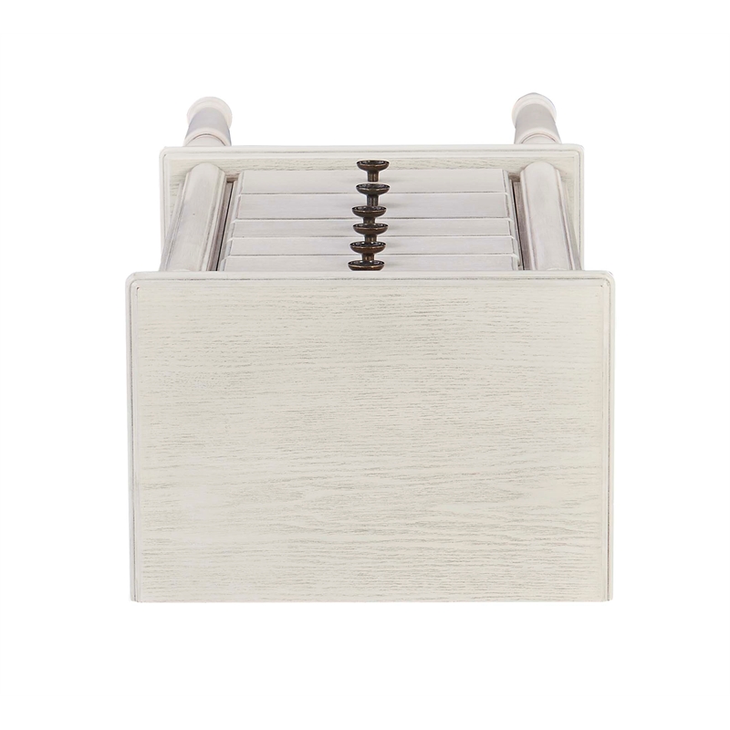 Linon Esther Wood Jewelry Armoire in Off White