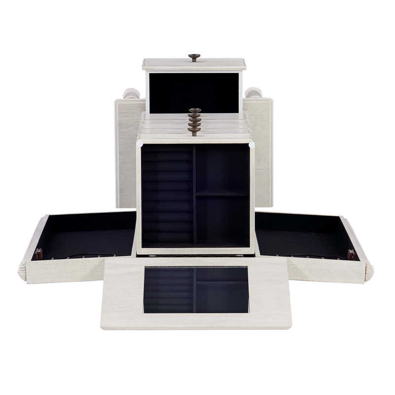 Linon Esther Wood Jewelry Armoire in Off White