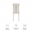 Linon Azalea Jewelry Armoire 4 Drawers Top and Side Storage in Off White Wood