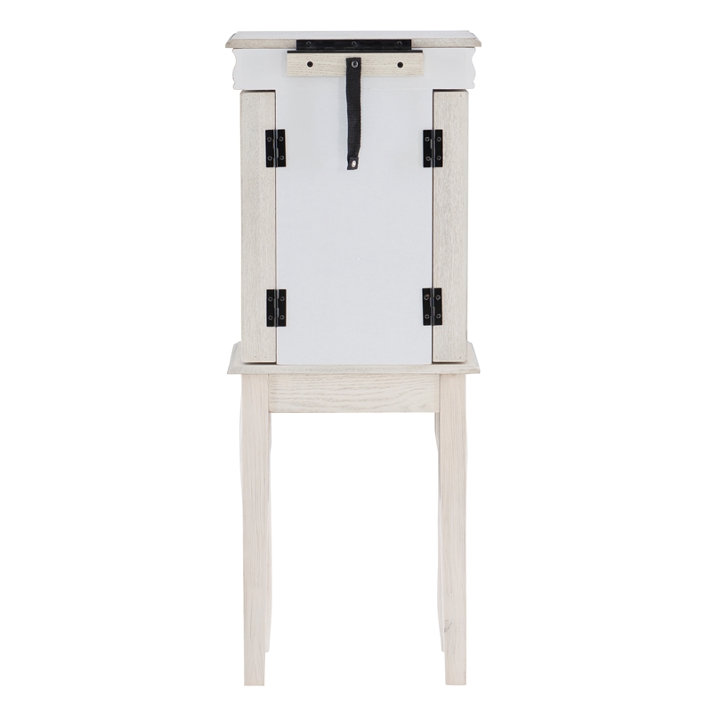 Linon Azalea Jewelry Armoire 4 Drawers Top and Side Storage in Off White Wood