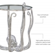 Linon Olivia Octopus Aluminum and Glass Table in Silver