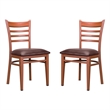 Linon Lassiter Set of 2 Side Chairs Faux Leather Seat Steel Frame in Honey Brown
