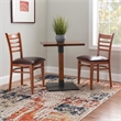 Linon Lassiter Set of 2 Side Chairs Faux Leather Seat Steel Frame in Honey Brown