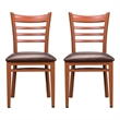 Linon Lassiter Set of 2 Side Chairs Faux Leather Seat Steel Frame in Honey Brown