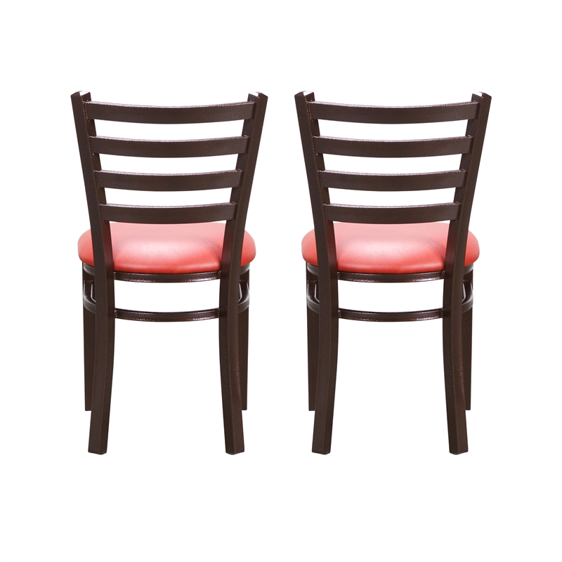 Linon Lassiter Set of 2 Side Chairs Faux Leather Seat Antique Bronze Steel Frame