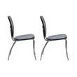 Linon Faris Set of 2 Steel Framed Stacking Side Chairs in Black Faux Leather