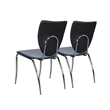 Linon Faris Set of 2 Steel Framed Stacking Side Chairs in Black Faux Leather