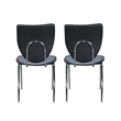 Linon Faris Set of 2 Steel Framed Stacking Side Chairs in Black Faux Leather