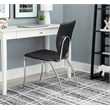 Linon Faris Set of 2 Steel Framed Stacking Side Chairs in Black Faux Leather