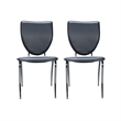 Linon Faris Set of 2 Steel Framed Stacking Side Chairs in Black Faux Leather