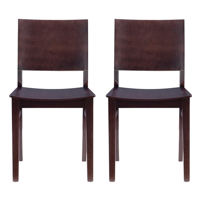 Linon Burke Solid Beechwood Commercial Grade Set of Two Side Chairs in Espresso