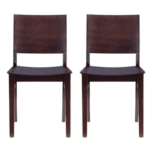 Linon Burke Solid Beechwood Commercial Grade Set of Two Side Chairs in Espresso